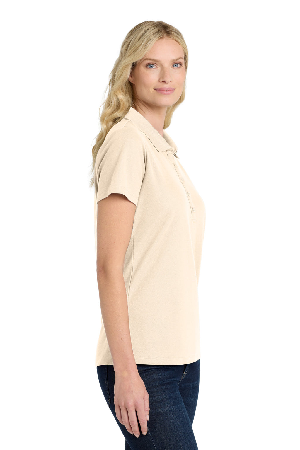 Port Authority Women's SuperPro React Polo. LK810 - Ecru - side