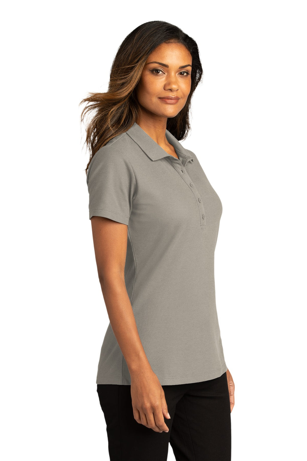 Port Authority Women's SuperPro React Polo. LK810 - Gusty Grey - three_q