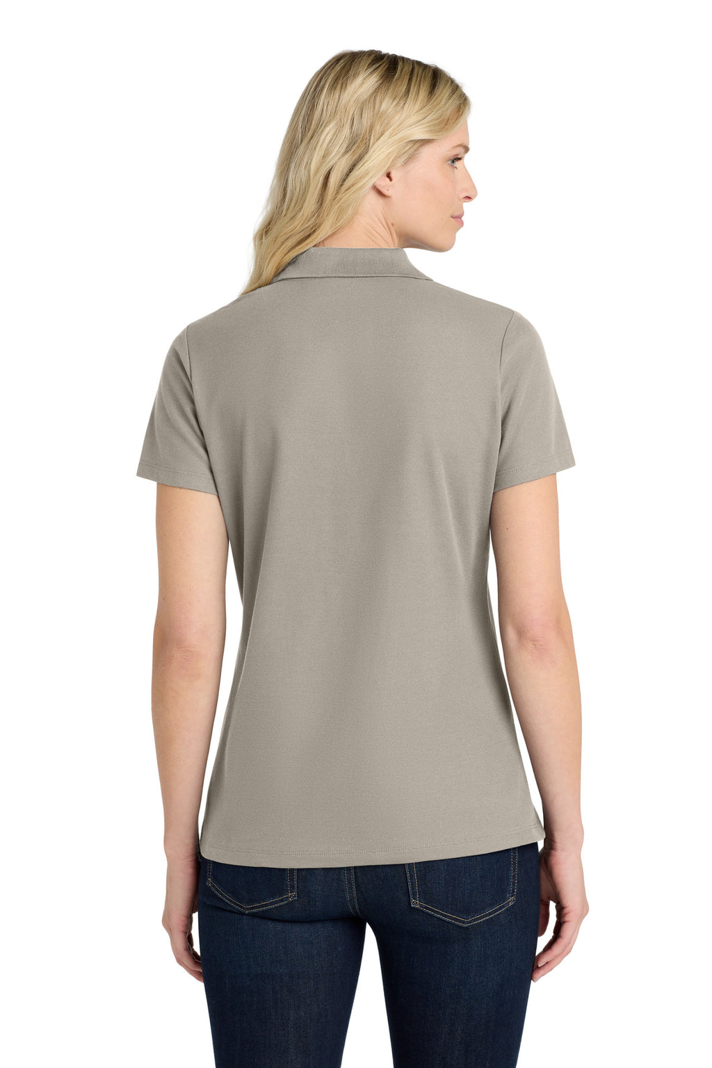 Port Authority Women's SuperPro React Polo. LK810 - Gusty Grey - back