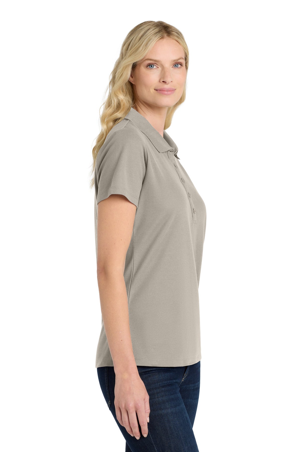 Port Authority Women's SuperPro React Polo. LK810 - Gusty Grey - side