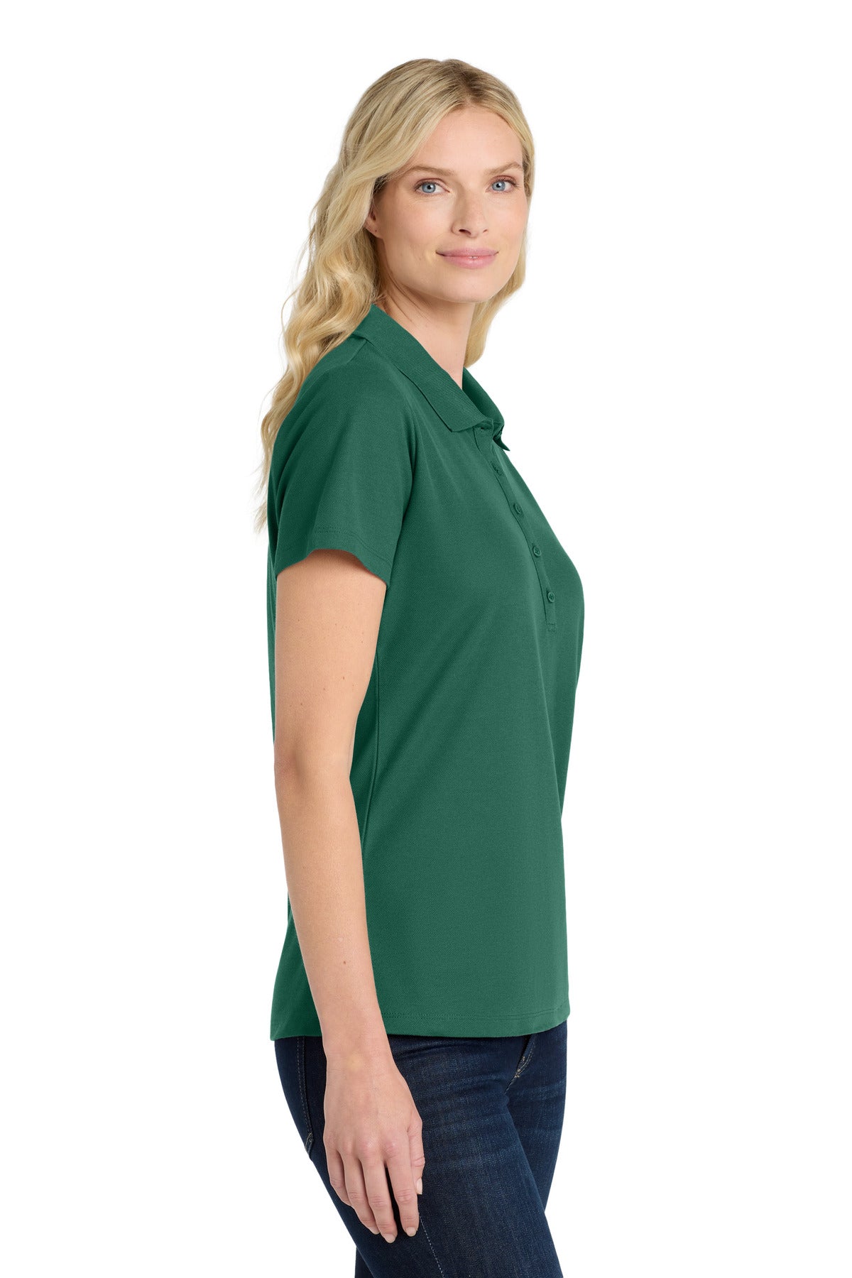 Port Authority Women's SuperPro React Polo. LK810 - Marine Green - side