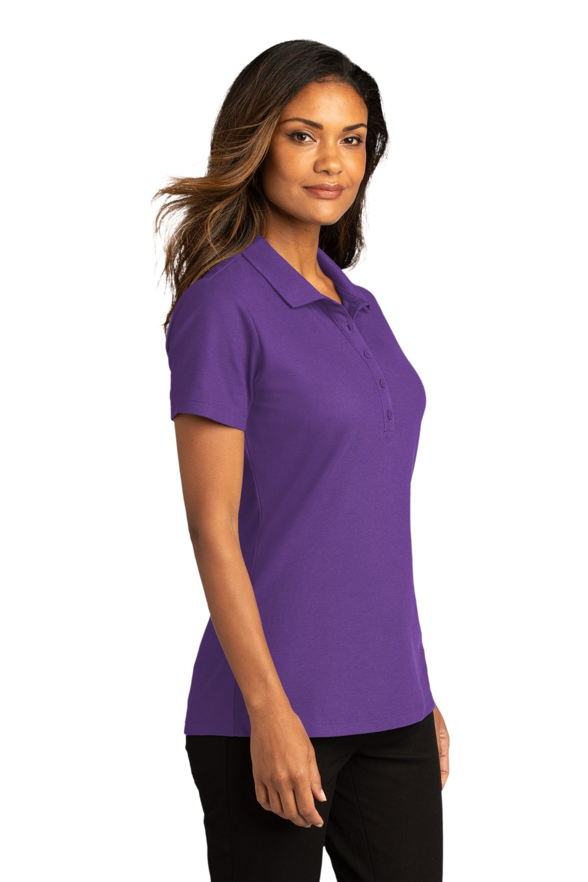 Port Authority Women's SuperPro React Polo. LK810 - Purple - three_q