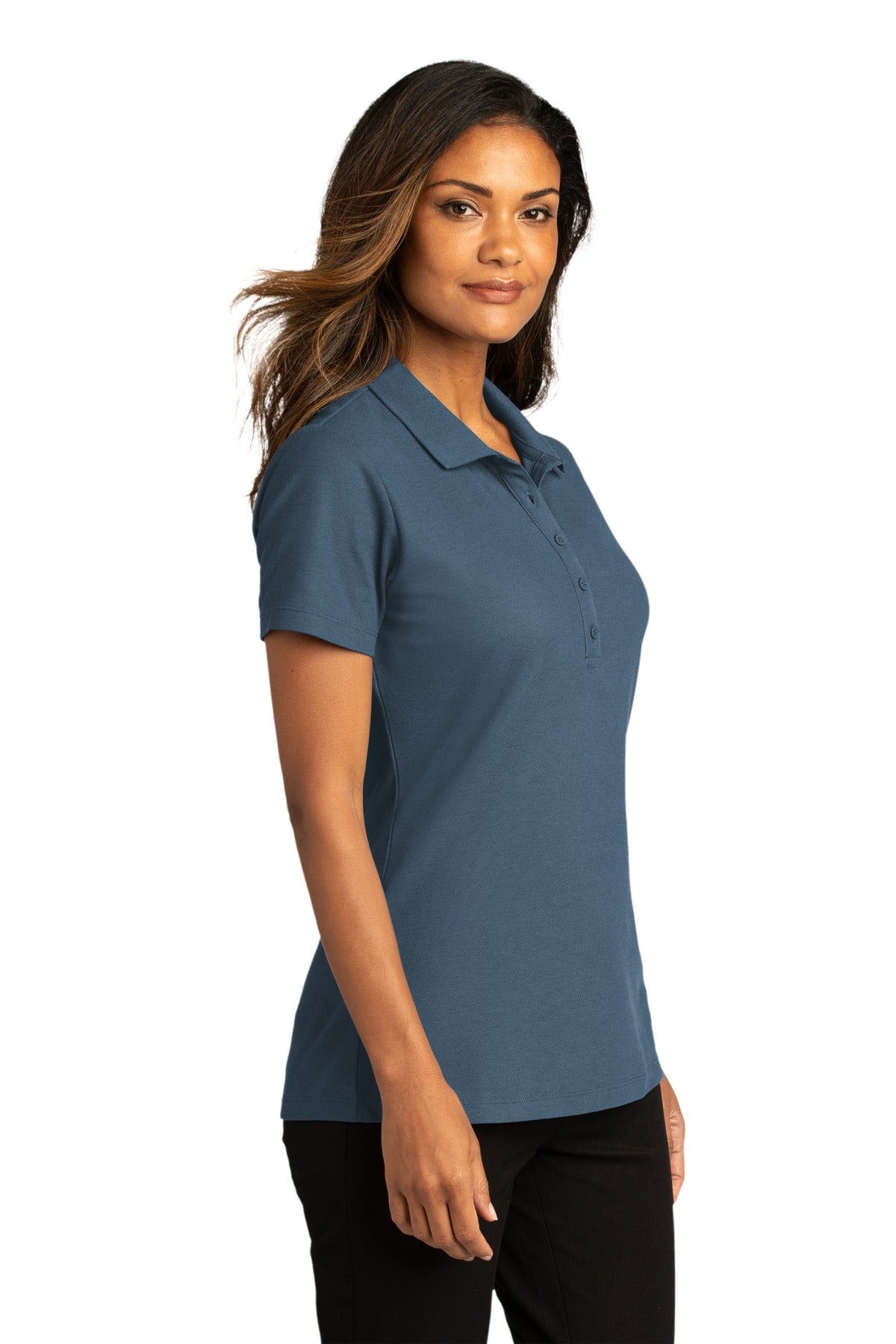 Port Authority Women's SuperPro React Polo. LK810 - Regatta Blue - three_q