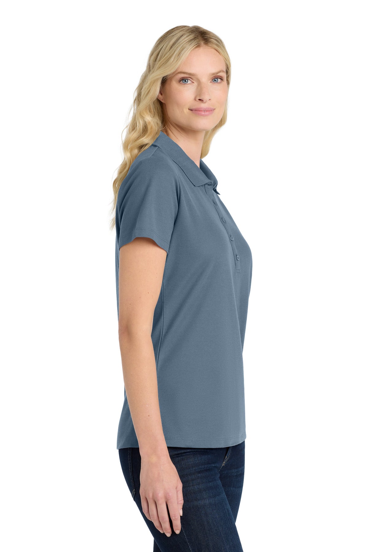 Port Authority Women's SuperPro React Polo. LK810 - Regatta Blue - side