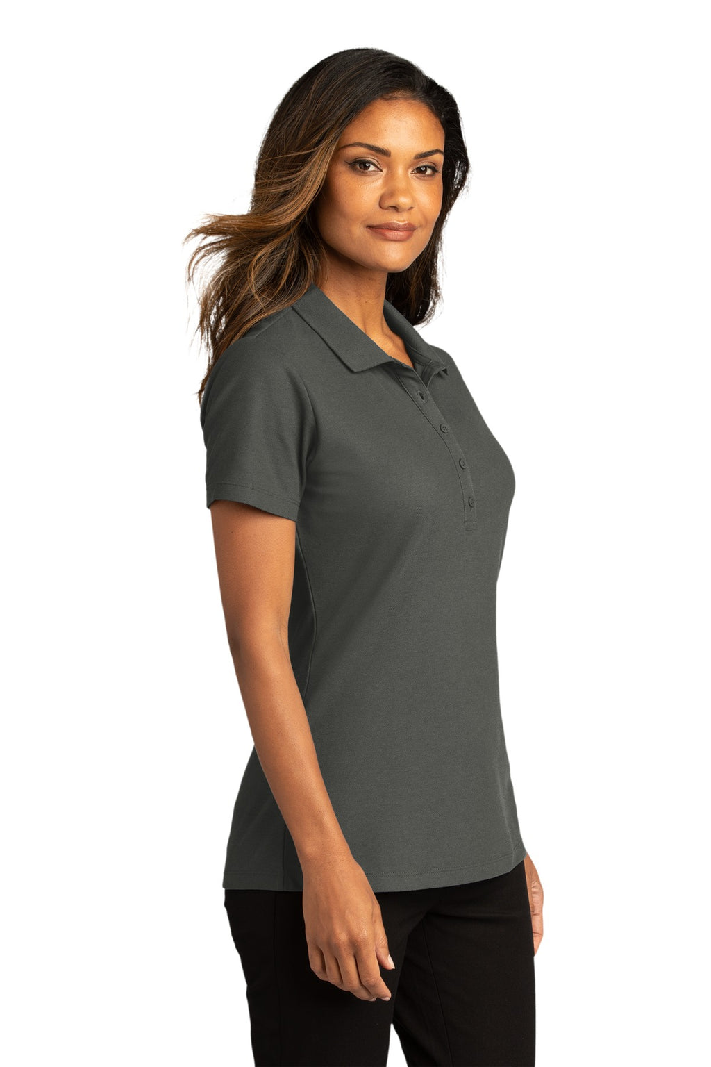 Port Authority Women's SuperPro React Polo. LK810 - Storm Grey - three_q