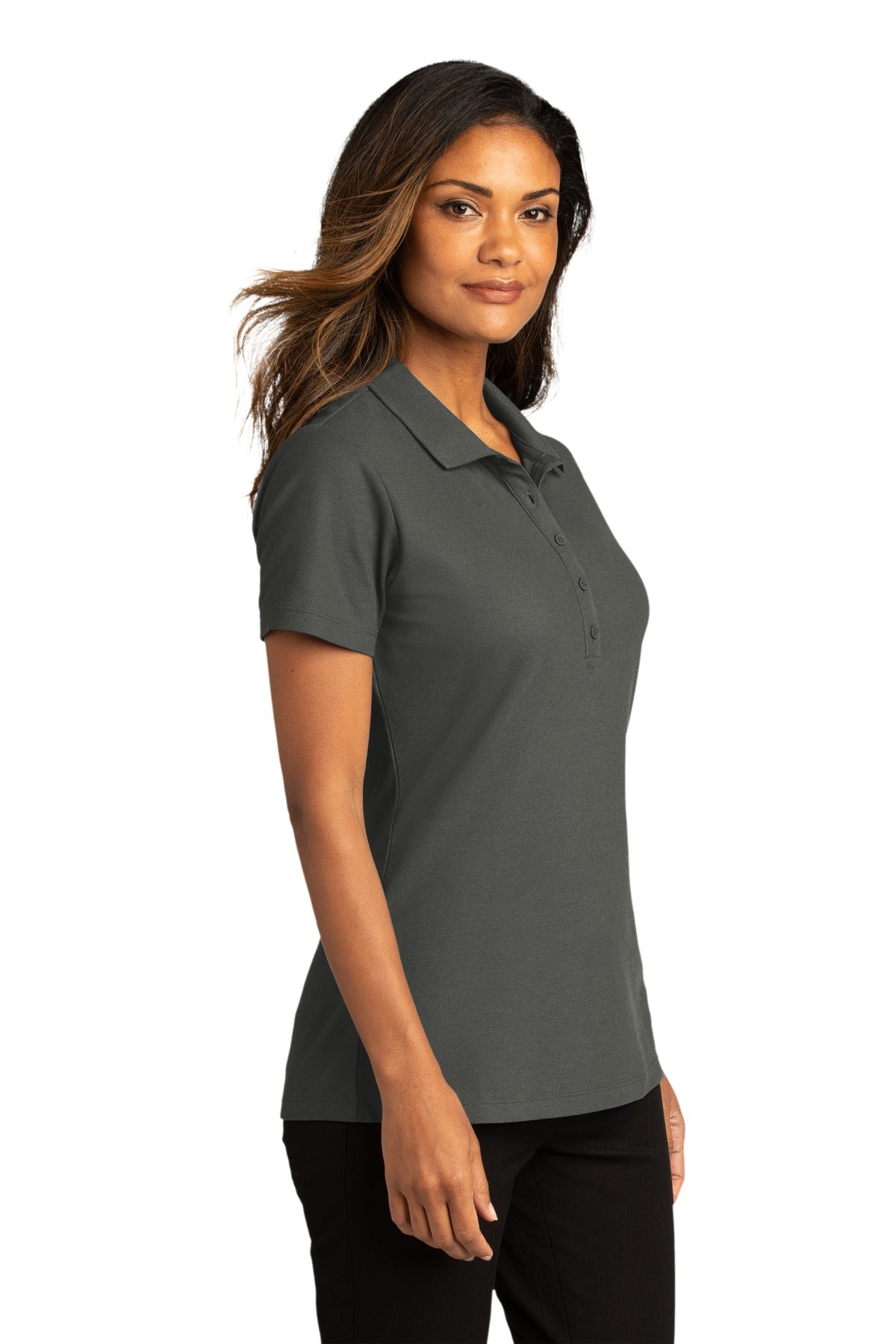 Port Authority Women's SuperPro React Polo. LK810 - Storm Grey - three_q