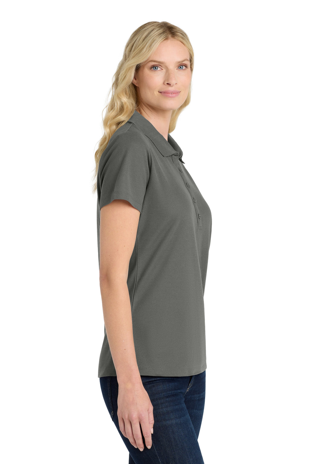 Port Authority Women's SuperPro React Polo. LK810 - Storm Grey - side