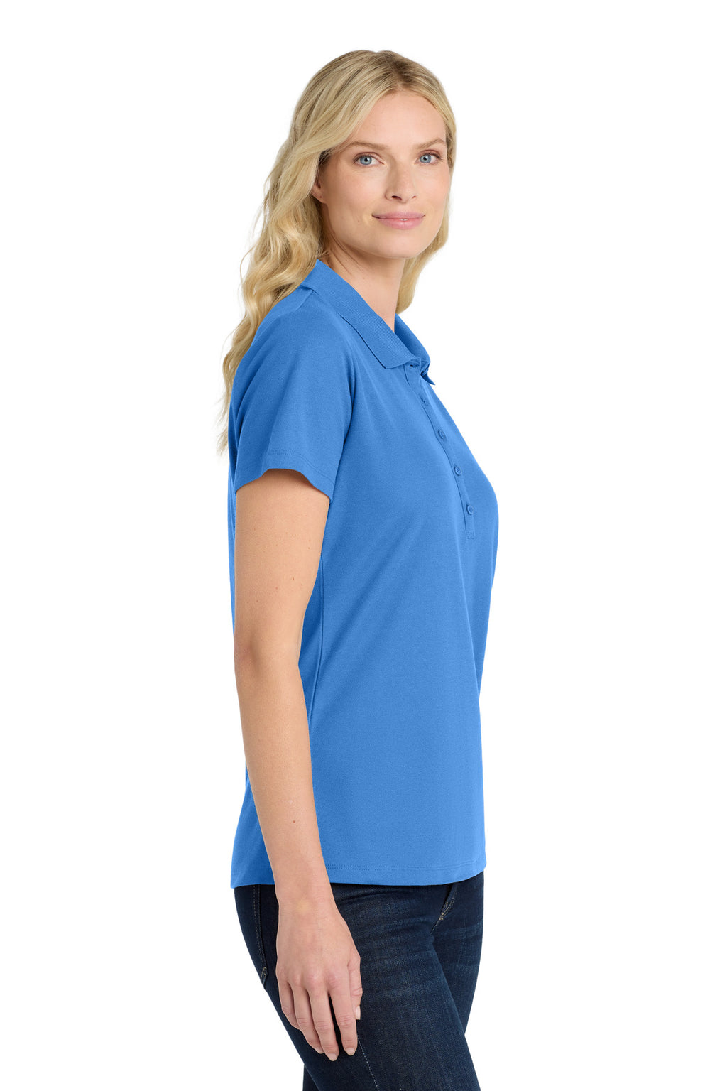 Port Authority Women's SuperPro React Polo. LK810 - Strong Blue - side