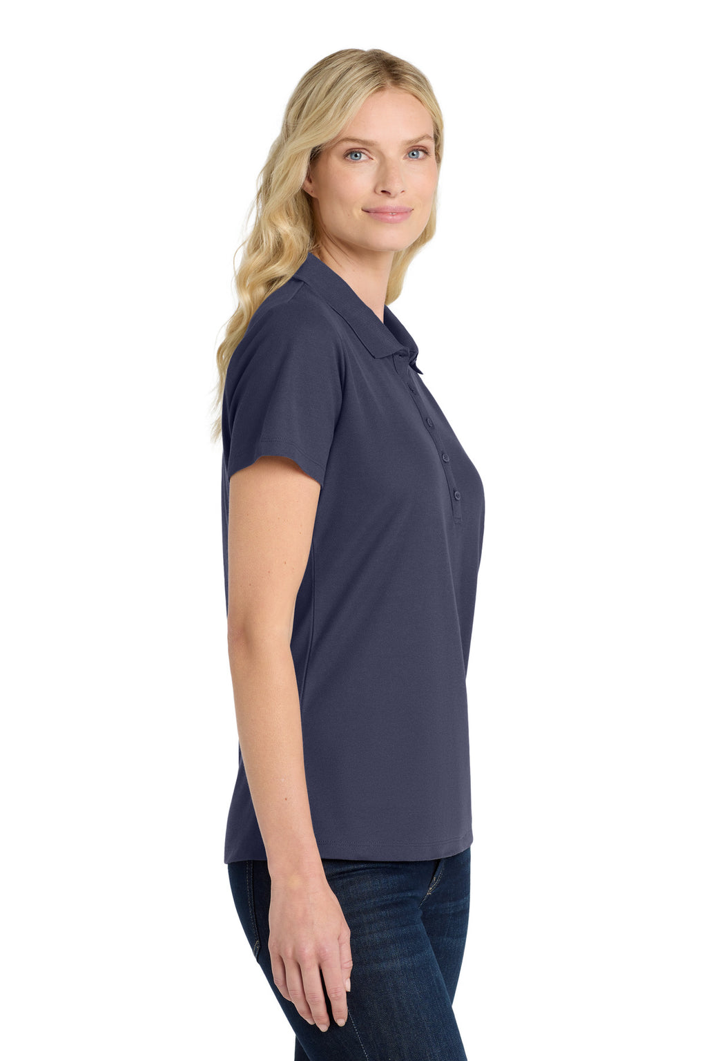 Port Authority Women's SuperPro React Polo. LK810 - True Navy - side