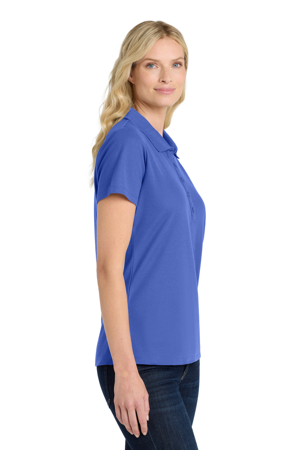 Port Authority Women's SuperPro React Polo. LK810 - True Royal - side