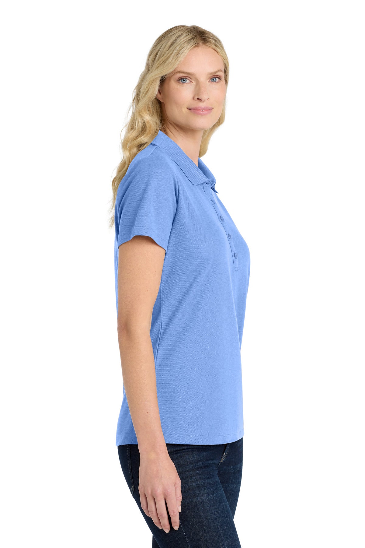 Port Authority Women's SuperPro React Polo. LK810 - Ultramarine Blue - side