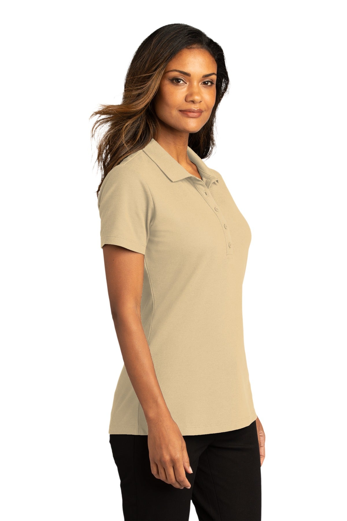 Port Authority Women's SuperPro React Polo. LK810 - Wheat - three_q