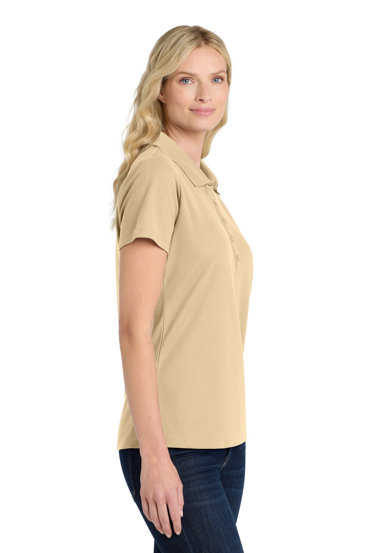 Port Authority Women's SuperPro React Polo. LK810 - Wheat - side