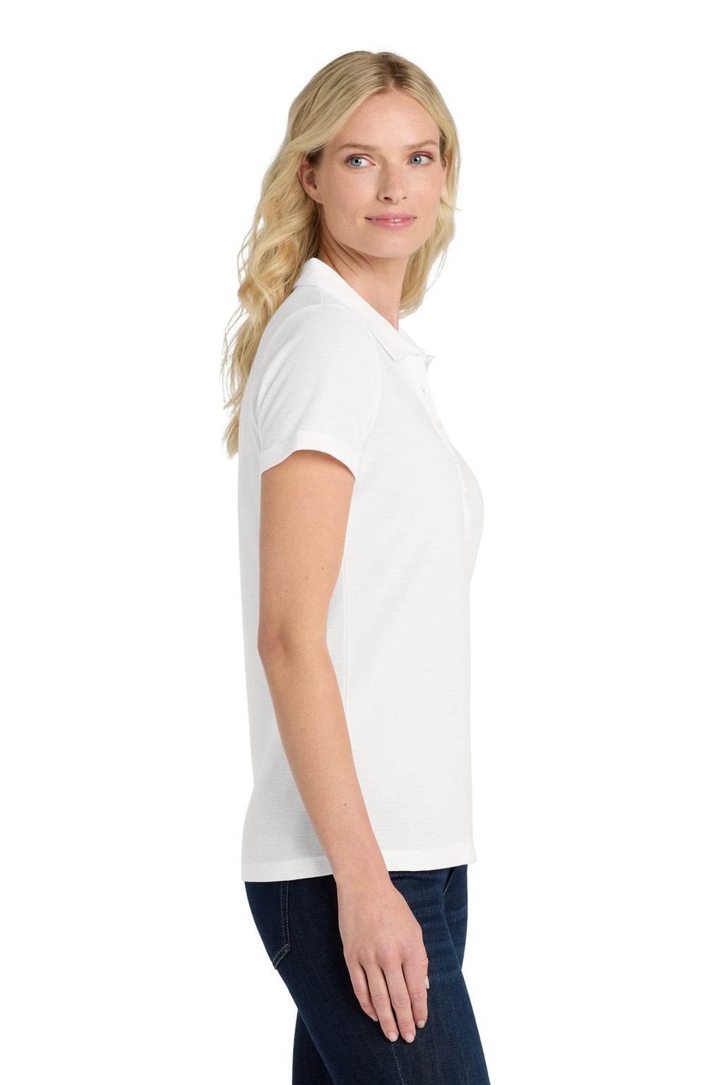 Port Authority Women's SuperPro React Polo. LK810 - White - side