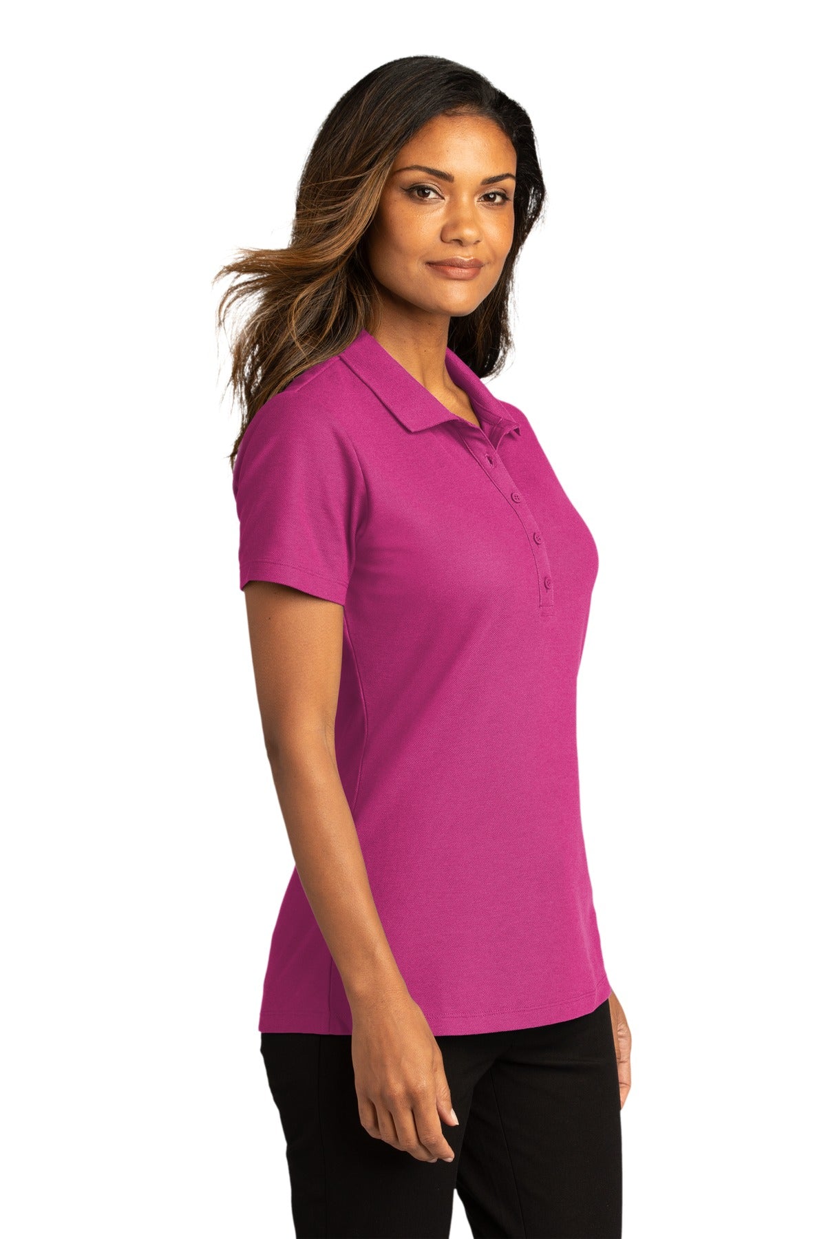 Port Authority Women's SuperPro React Polo. LK810 - Wild Berry - three_q