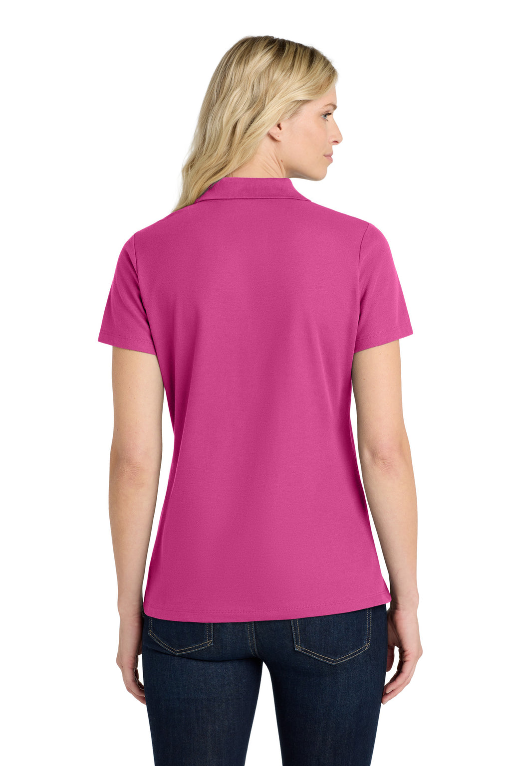 Port Authority Women's SuperPro React Polo. LK810 - Wild Berry - back