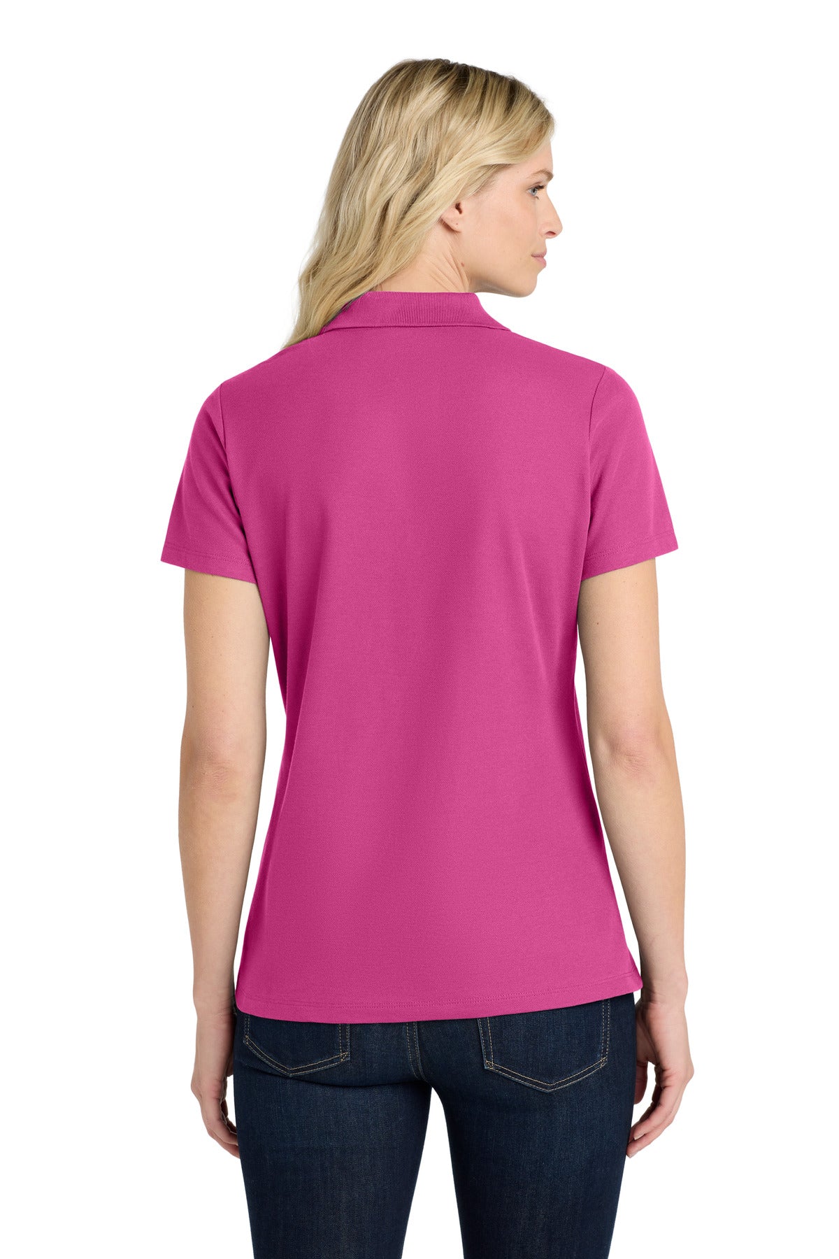 Port Authority Women's SuperPro React Polo. LK810 - Wild Berry - back