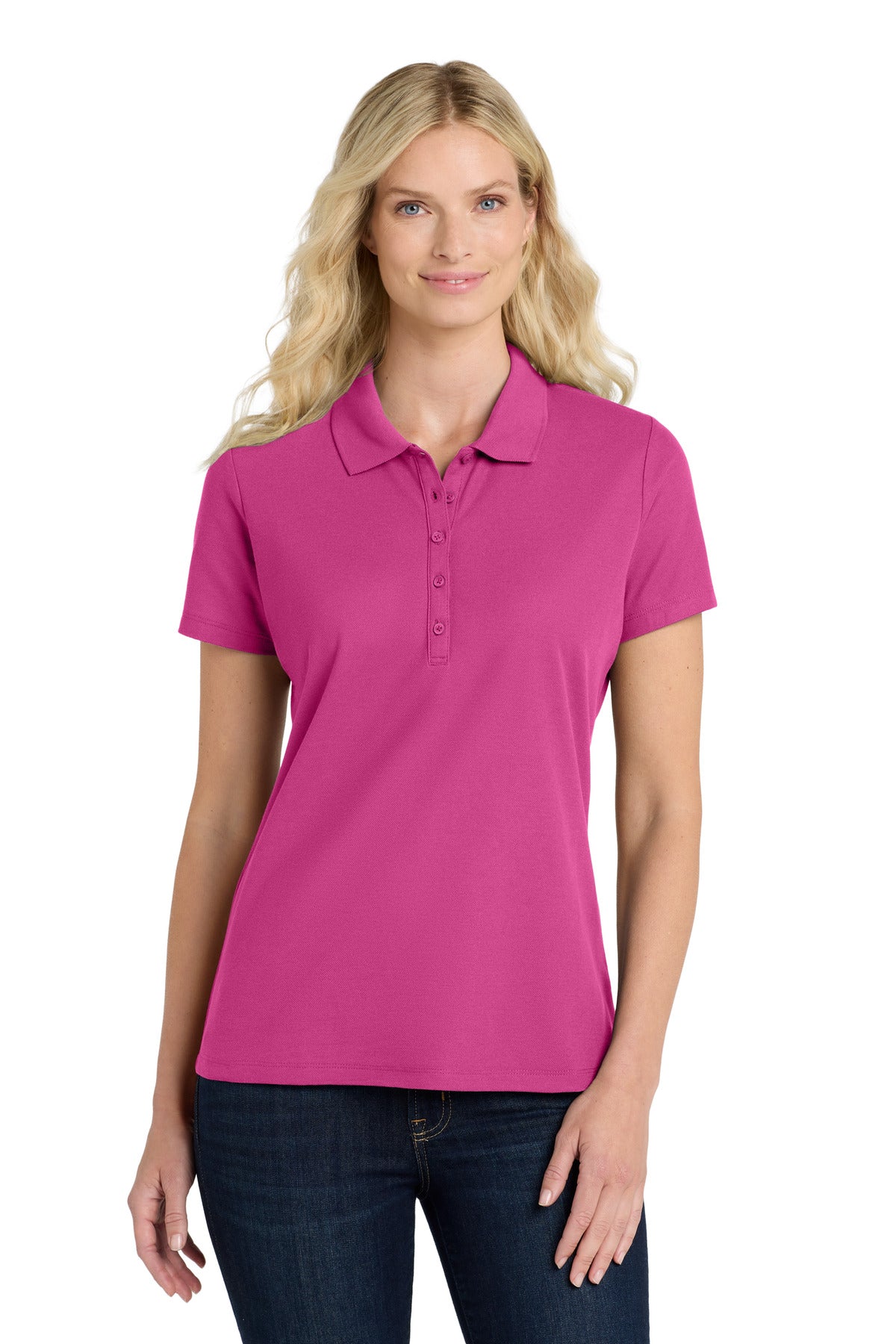 Port Authority Women's SuperPro React Polo. LK810 - Wild Berry - front