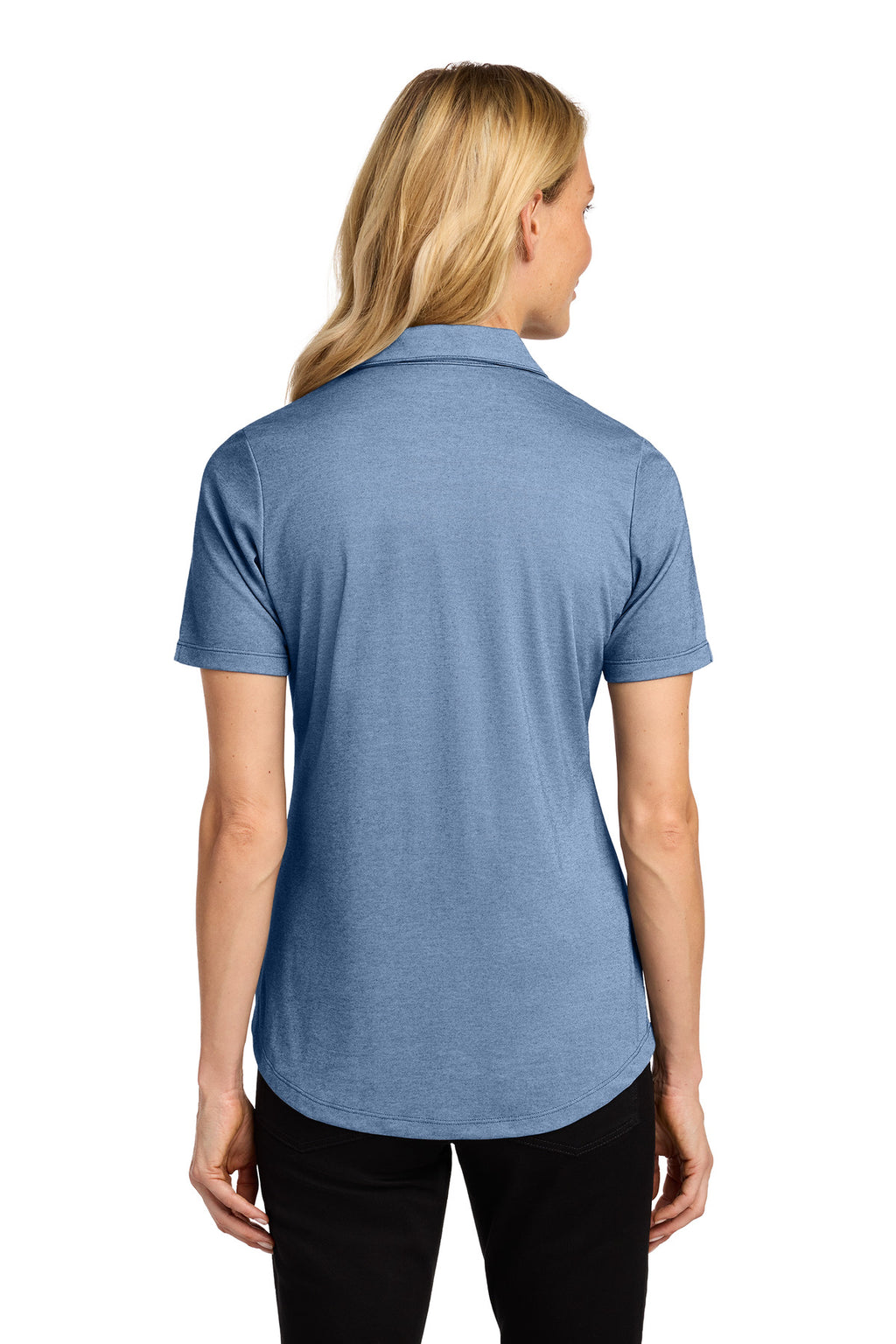 Port Authority Women's Fine Pique Blend Polo LK830 - Aegean Blue Heather - back
