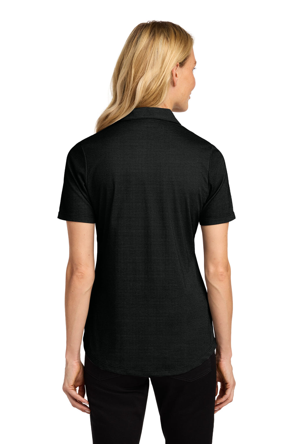 Port Authority Women's Fine Pique Blend Polo LK830 - Black Heather - back