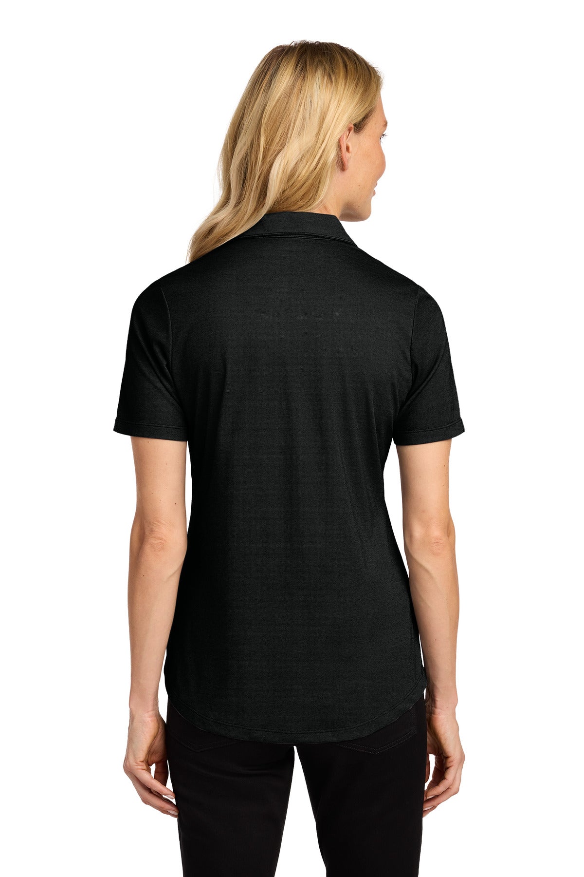 Port Authority Women's Fine Pique Blend Polo LK830 - Black Heather - back