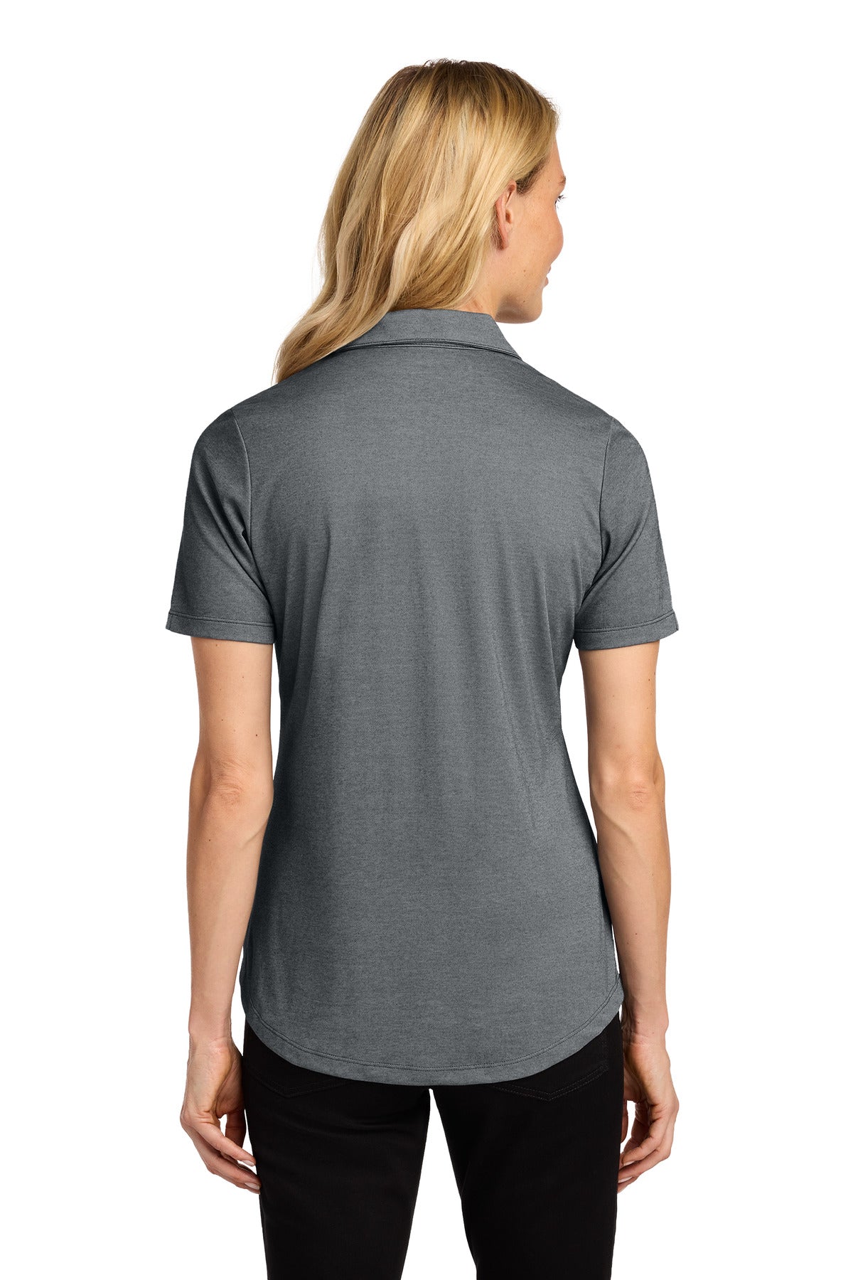 Port Authority Women's Fine Pique Blend Polo LK830 - Charcoal Heather - back