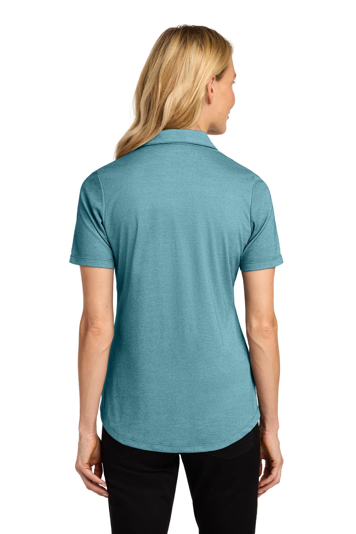 Port Authority Women's Fine Pique Blend Polo LK830 - Dark Teal Heather - back