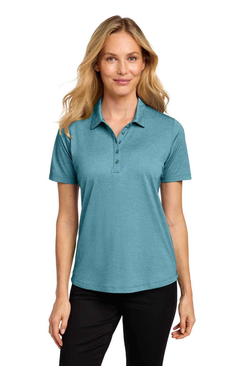 Port Authority Women's Fine Pique Blend Polo LK830 - Dark Teal Heather - front
