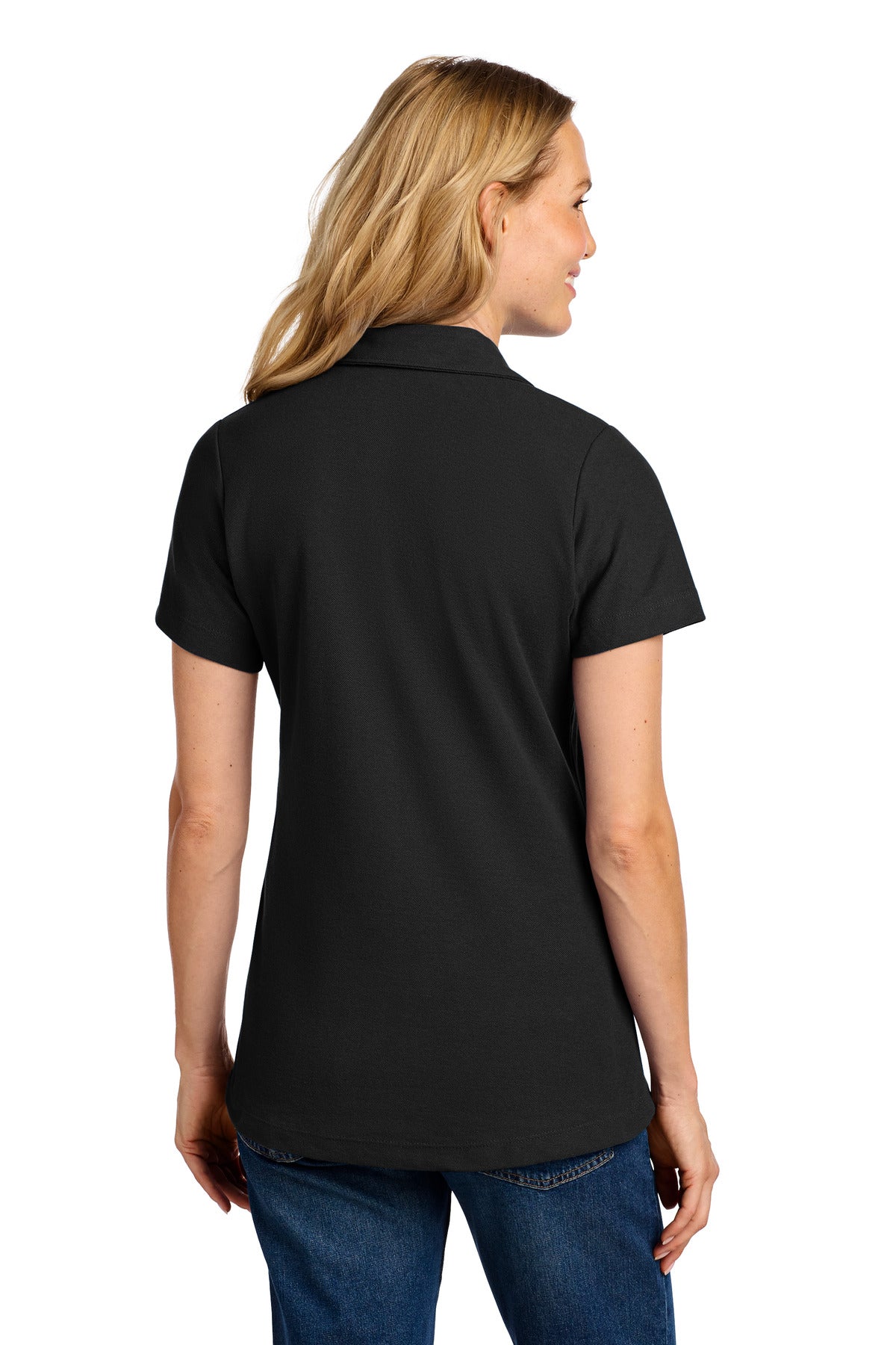 Port Authority Women's C-FREE Cotton Blend Pique Polo LK867 - Black - back