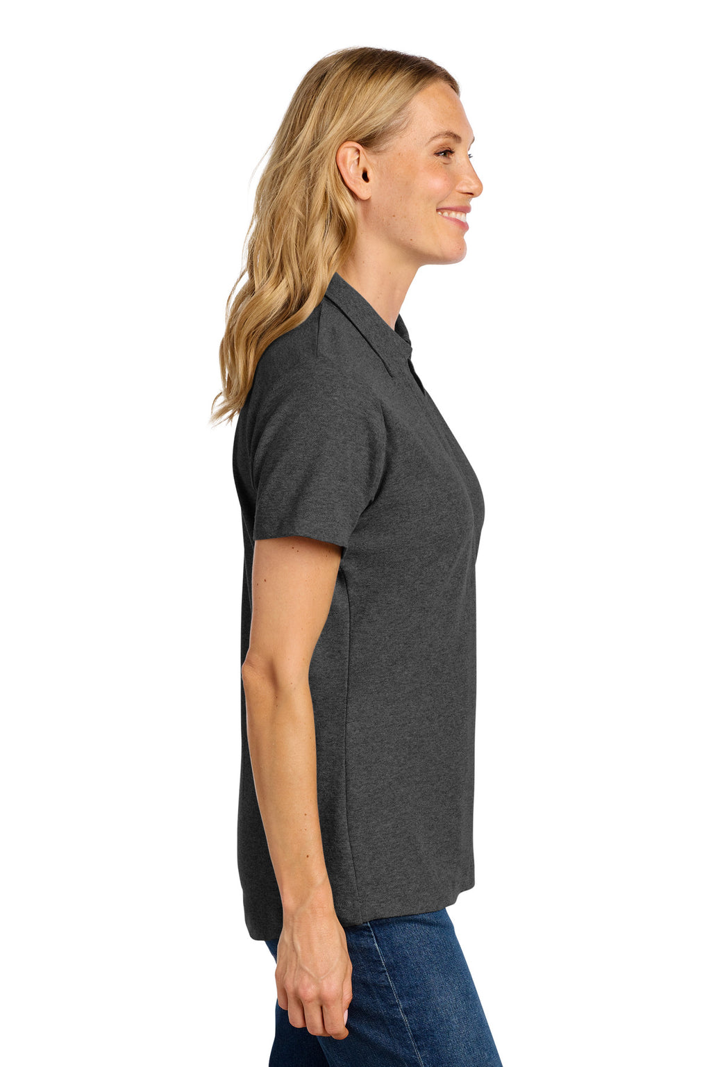 Port Authority Women's C-FREE Cotton Blend Pique Polo LK867 - Charcoal Heather - side