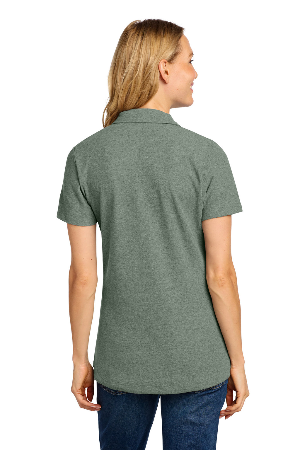 Port Authority Women's C-FREE Cotton Blend Pique Polo LK867 - Dark Green Heather - back