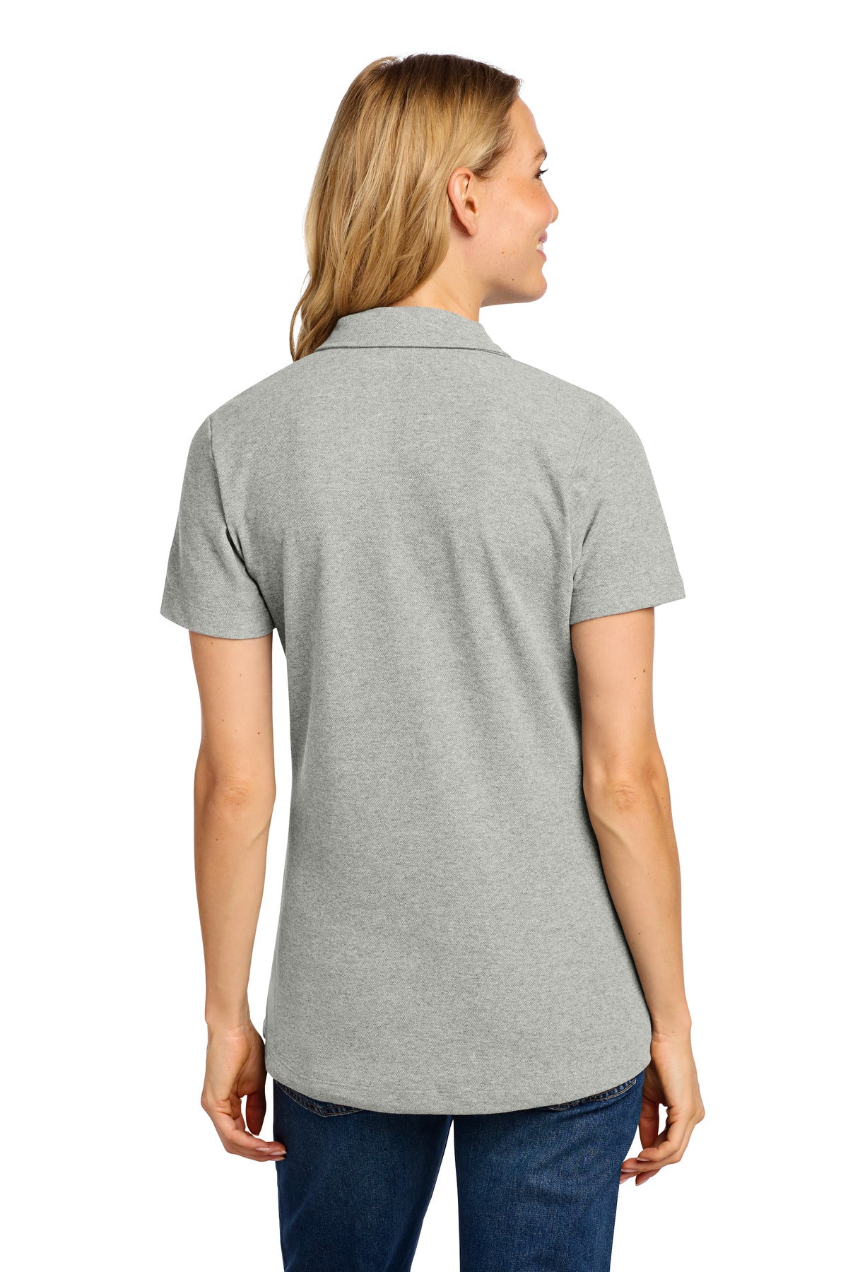 Port Authority Women's C-FREE Cotton Blend Pique Polo LK867 - Deep Smoke Heather - back