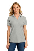 Port Authority Women's C-FREE Cotton Blend Pique Polo LK867 - Deep Smoke Heather - front