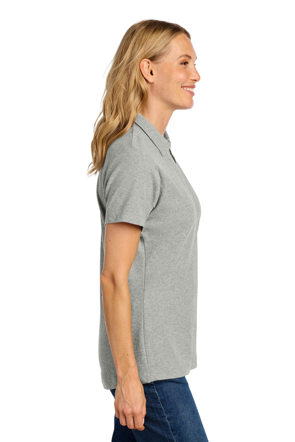 Port Authority Women's C-FREE Cotton Blend Pique Polo LK867 - Deep Smoke Heather - side