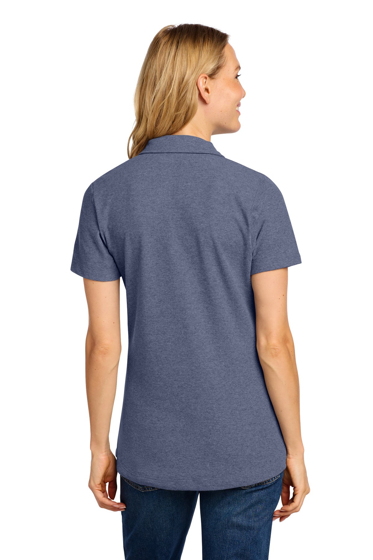 Port Authority Women's C-FREE Cotton Blend Pique Polo LK867 - Navy Heather - back