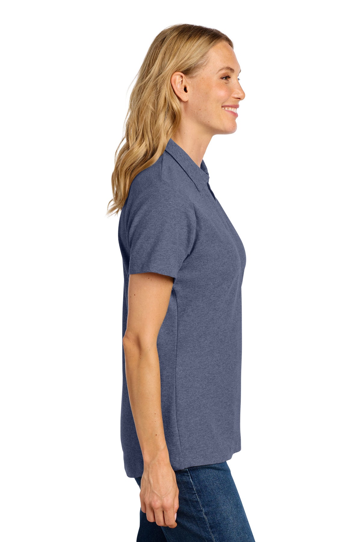 Port Authority Women's C-FREE Cotton Blend Pique Polo LK867 - Navy Heather - side