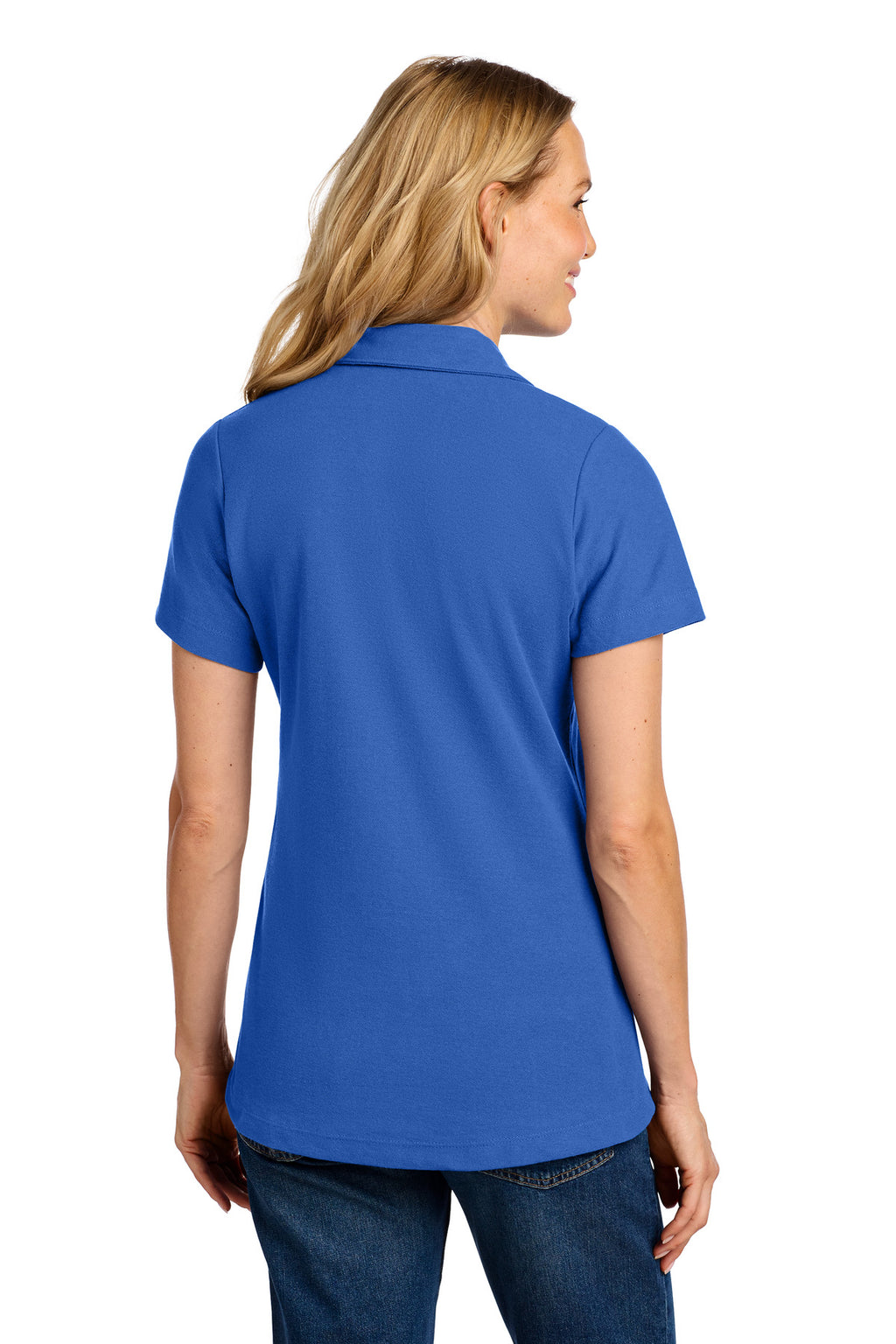 Port Authority Women's C-FREE Cotton Blend Pique Polo LK867 - True Blue - back