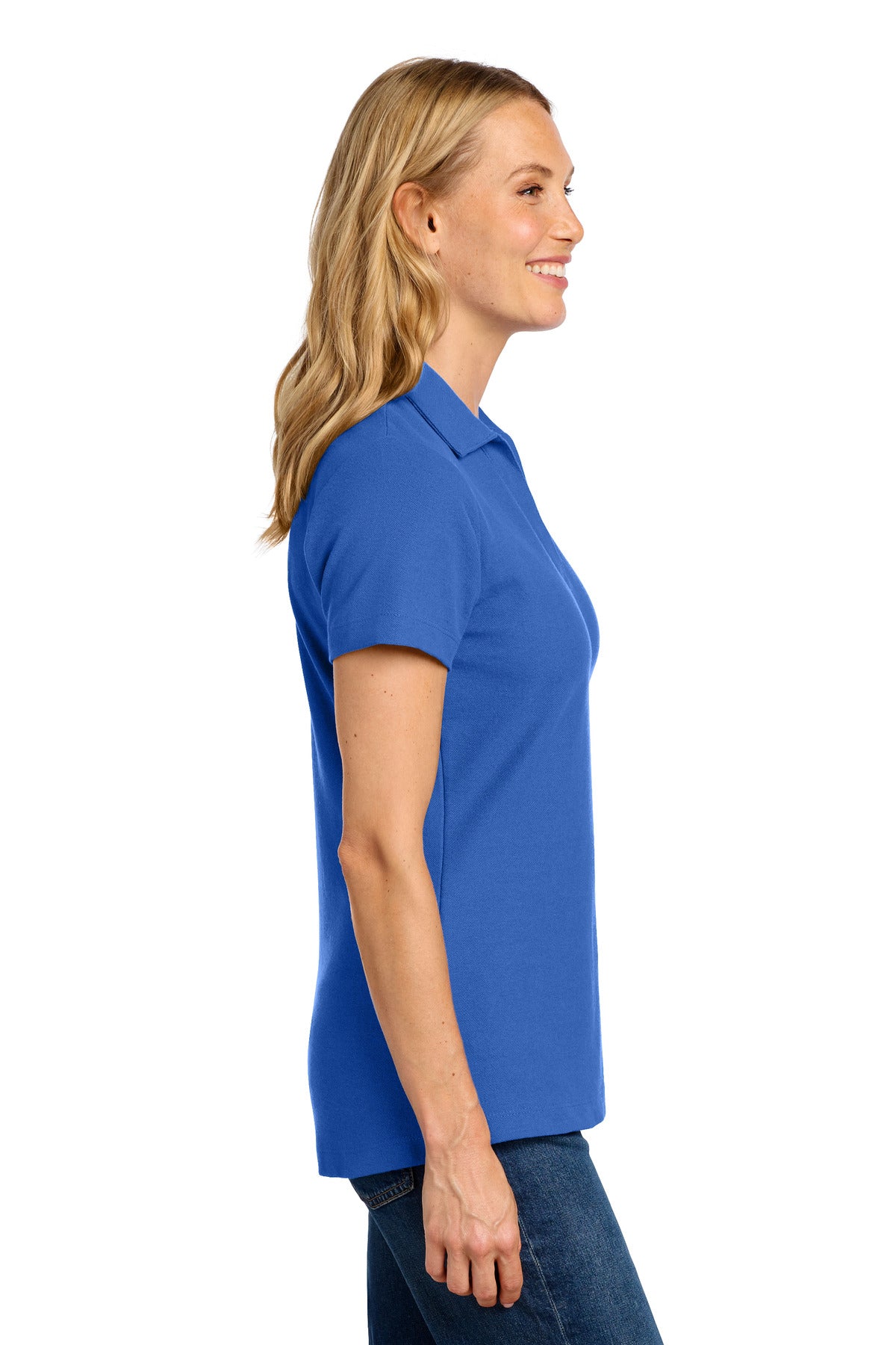 Port Authority Women's C-FREE Cotton Blend Pique Polo LK867 - True Blue - side