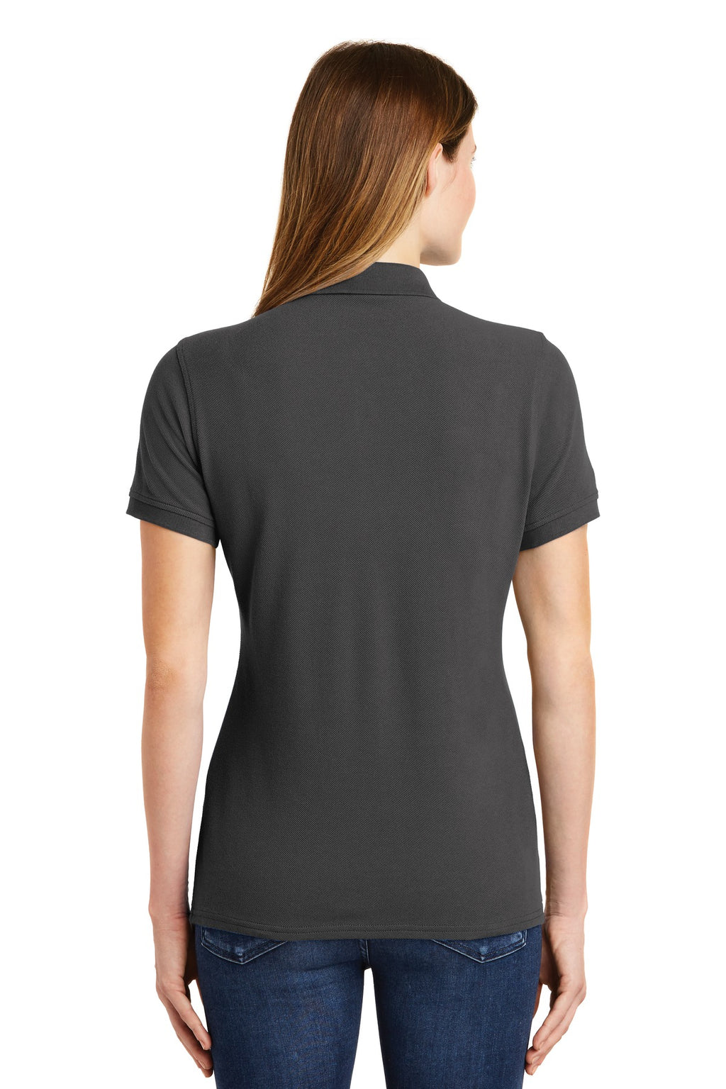 DISCONTINUED Port & Company Ladies Combed Ring Spun Pique Polo. LKP1500 - Charcoal - back