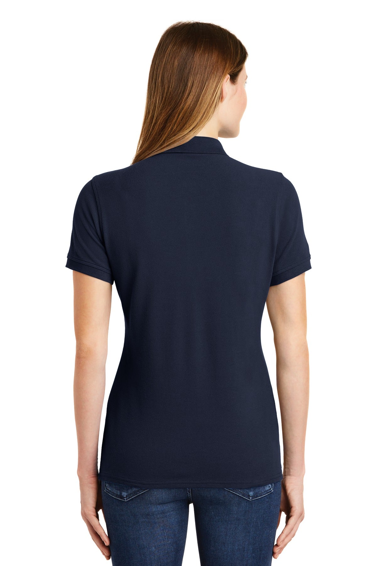 DISCONTINUED Port & Company Ladies Combed Ring Spun Pique Polo. LKP1500 - Deep Navy - back