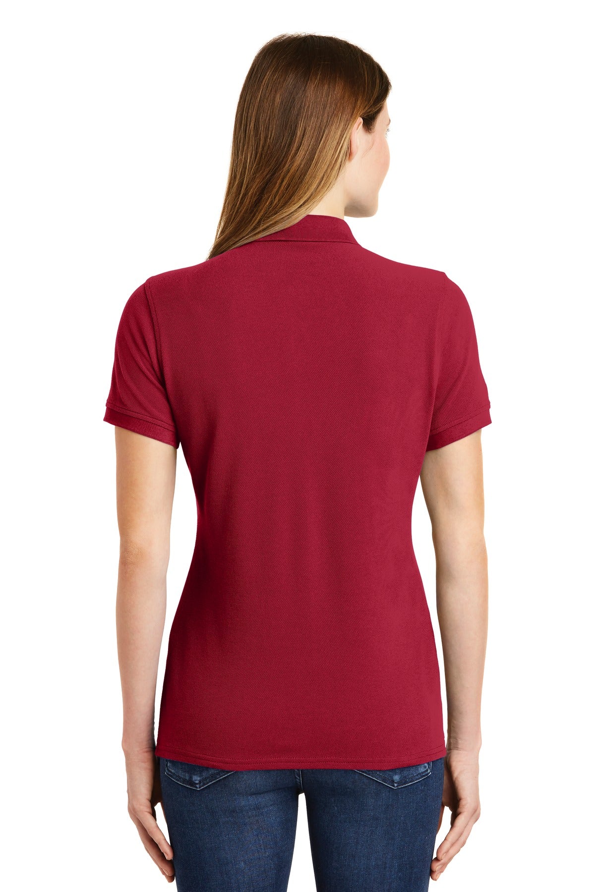 DISCONTINUED Port & Company Ladies Combed Ring Spun Pique Polo. LKP1500 - Red - back