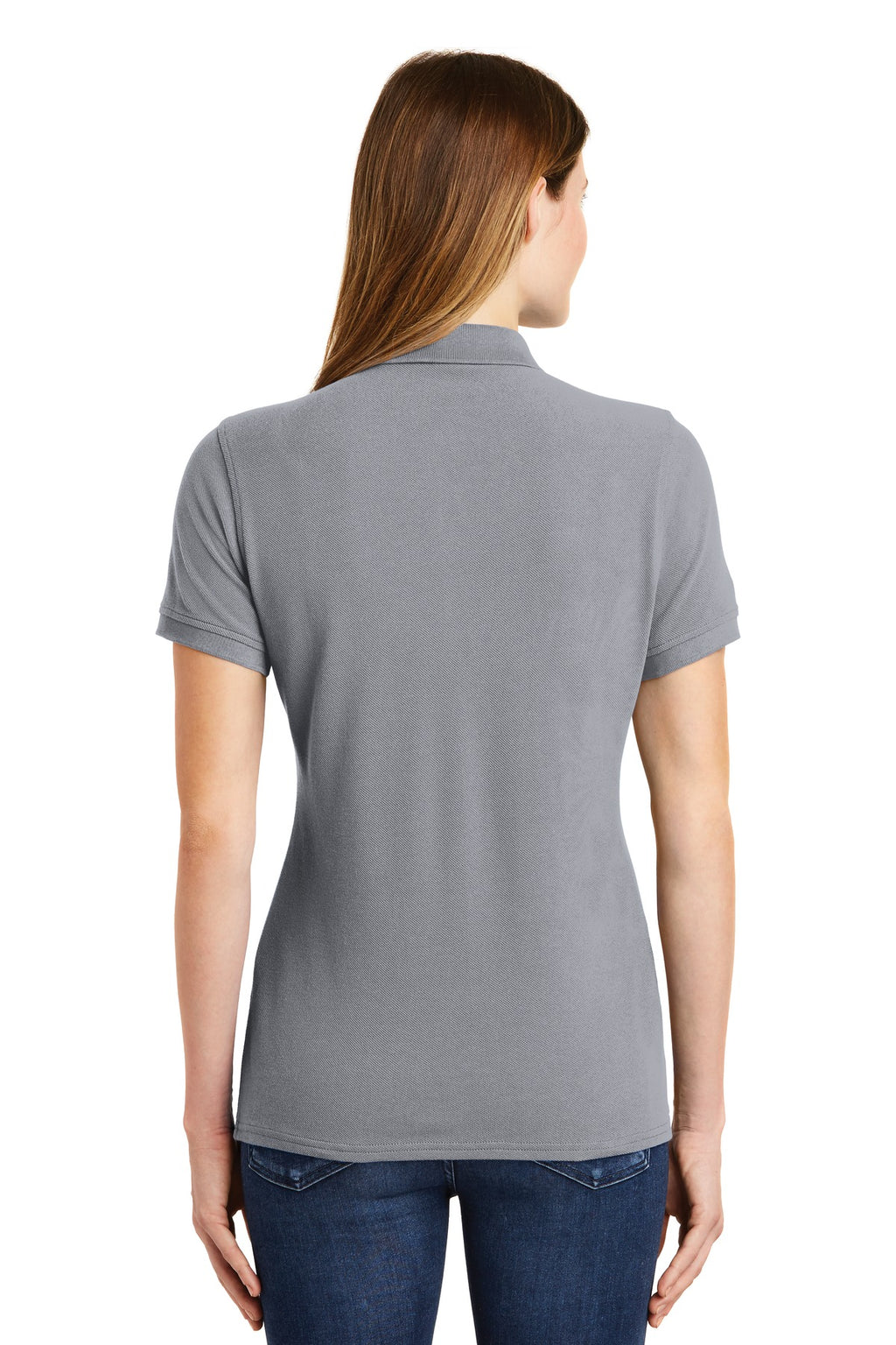 DISCONTINUED Port & Company Ladies Combed Ring Spun Pique Polo. LKP1500 - Silver - back