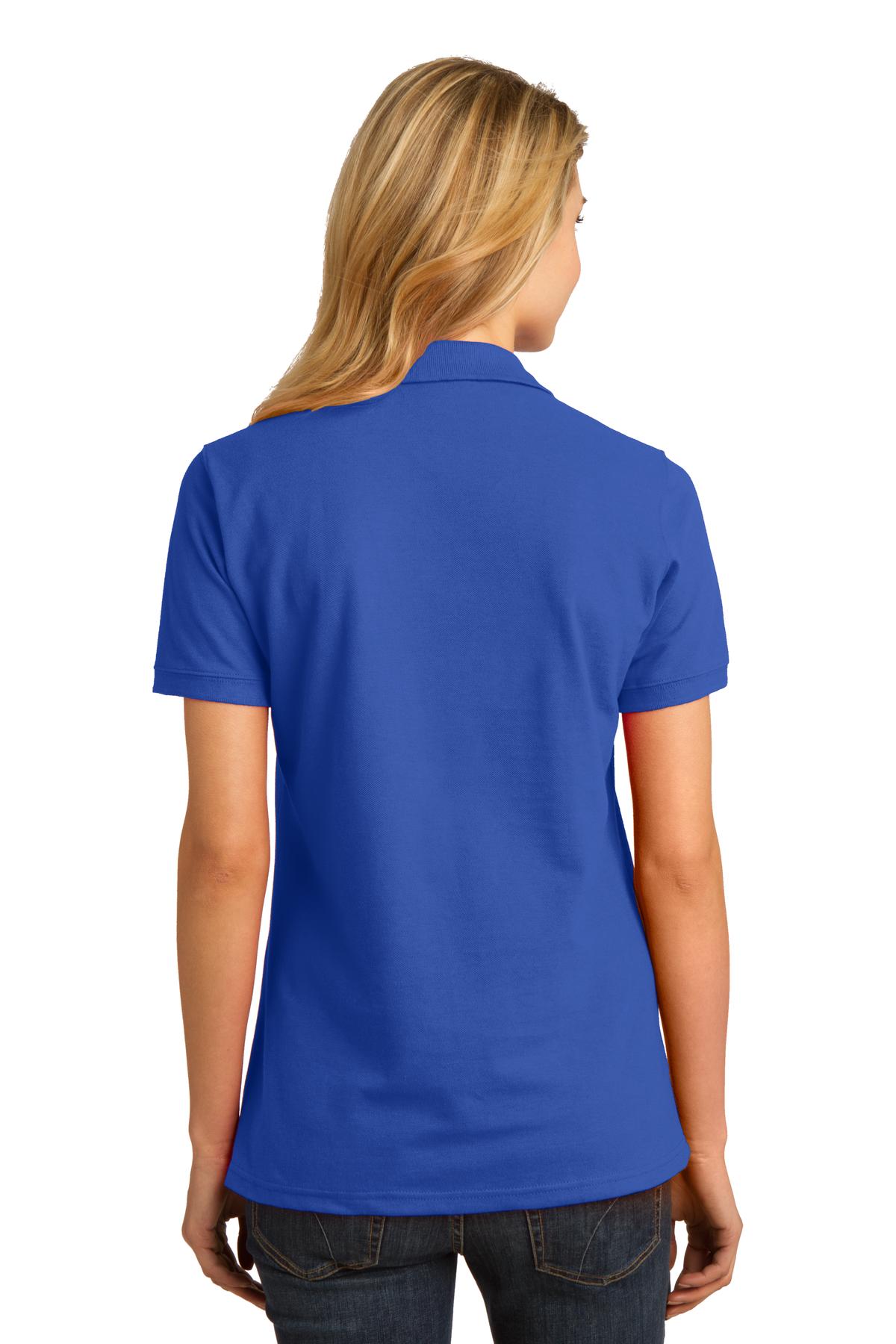 DISCONTINUED Port & Company Ladies Ring Spun Pique Polo. LKP150 - Royal - back