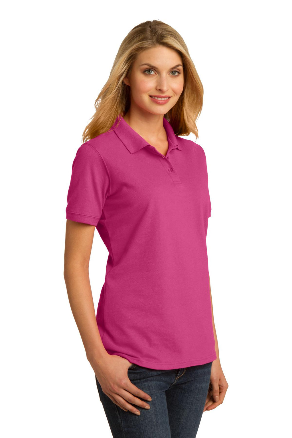 DISCONTINUED Port & Company Ladies Ring Spun Pique Polo. LKP150 - Sangria - three_q