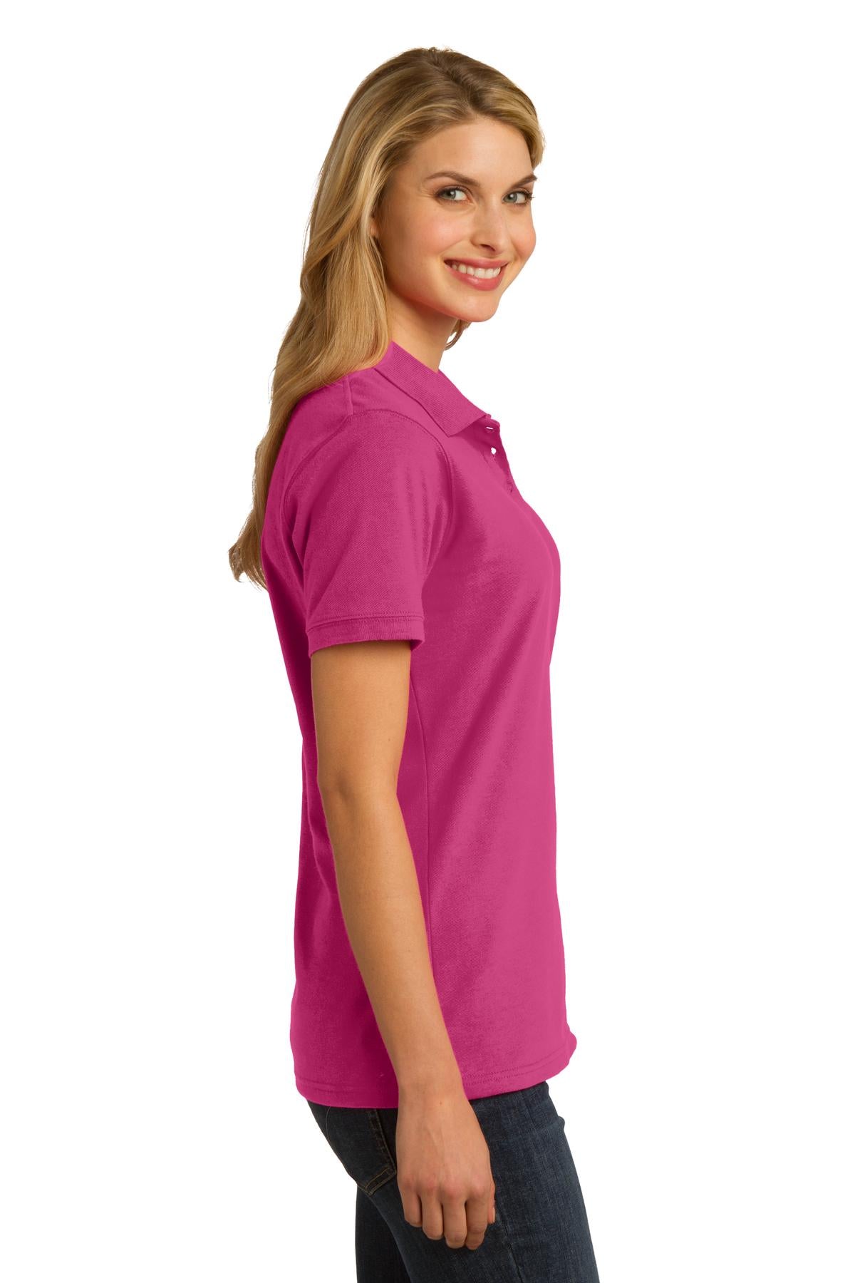 DISCONTINUED Port & Company Ladies Ring Spun Pique Polo. LKP150 - Sangria - side
