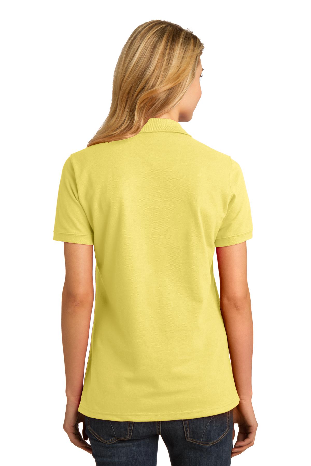DISCONTINUED Port & Company Ladies Ring Spun Pique Polo. LKP150 - Yellow - back