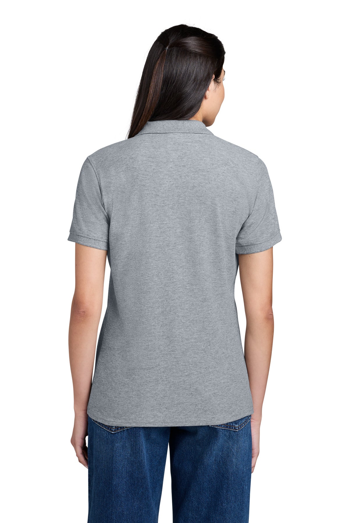 Port & Co Women's Core Blend Pique Polo. LKP155 - Athletic Heather - back
