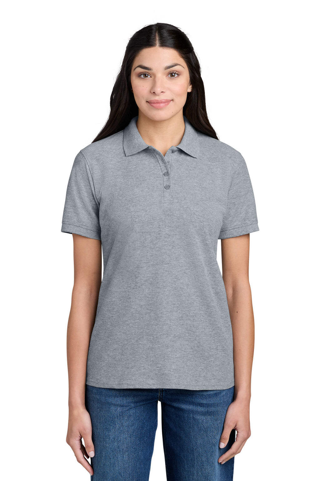 Port & Co Women's Core Blend Pique Polo. LKP155 - Athletic Heather - front