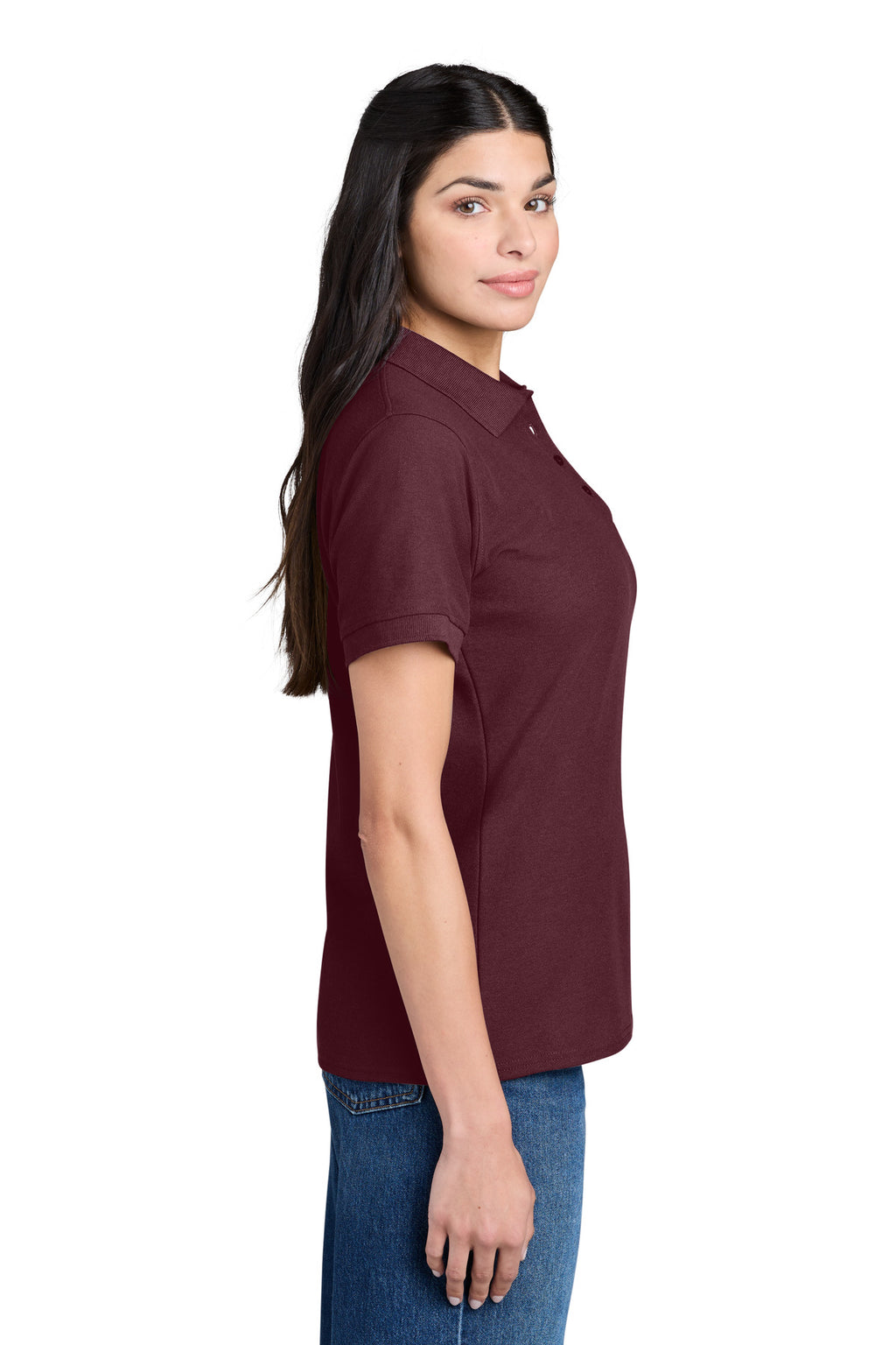 Port & Co Women's Core Blend Pique Polo. LKP155 - Athletic Maroon - side