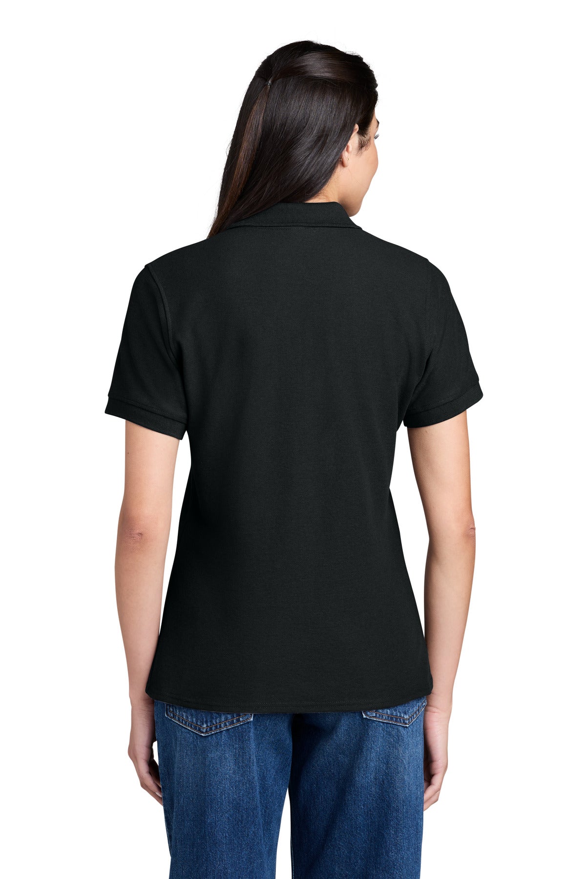 Port & Co Women's Core Blend Pique Polo. LKP155 - Jet Black - back